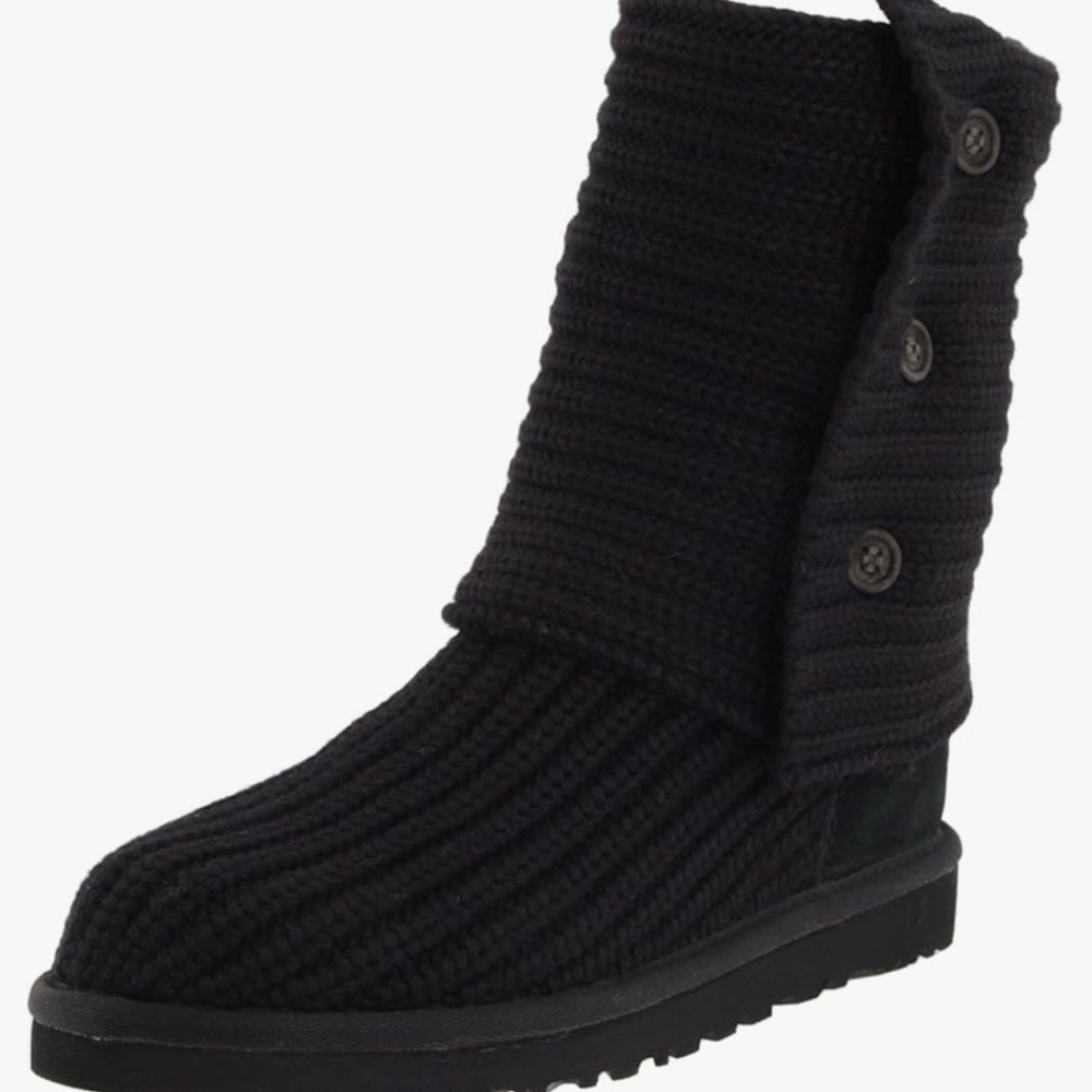 Black Knit Button Ugg Boots